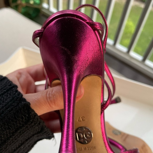 Dolce and Gabbana, metallic, fuchsia, leather high heels - Picture 6 of 7